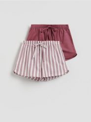Piżamowe szorty 2 pack - jasnofioletowy. Fioletowe piżamy damskie Reserved, l, bez wzorów, z bawełny, bez ramiączek. Za 55.99 zł.