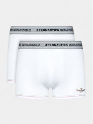 Aeronautica Militare Komplet 2 par bokserek AM1UBX004 Biały. Białe bokserki męskie Aeronautica Militare, m, bez wzorów, z bawełny. Za 79.99 zł.