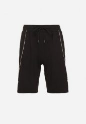 Czarne Dresowe Szorty Bermudy z Ozdobnymi Przeszyciami Nitarria. Czarne krótkie spodenki sportowe męskie Born2be, l, bez wzorów, z dresówki. Za 44.99 zł.