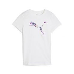 Damska koszulka z logo GRAPHICS Floral Cat PUMA White. Białe t-shirty damskie Puma, m, bez wzorów, z gumy, bez kołnierzyka. Za 101.25 zł.