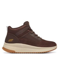 Trzewiki Skechers. Brązowe botki męskie Skechers, bez wzorów, bez zapięcia. Za 359.99 zł.