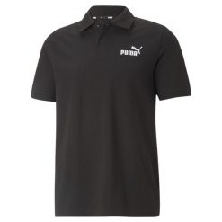 Męska koszulka polo z piki Essentials PUMA Black. Czarne koszulki polo męskie Puma, m, bez wzorów, prążkowane, klasyczne, bez ramiączek. Za 125.65 zł.