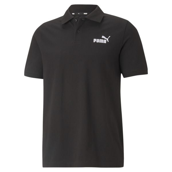 Męska koszulka polo z piki Essentials PUMA Black. Czarne koszulki polo męskie Puma, m, bez wzorów, prążkowane, klasyczne, bez ramiączek. Za 123.75 zł.