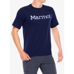 Koszulka z nadrukiem męska Marmot Windridge Graphic. Niebieskie koszulki polo męskie Marmot, m, bez wzorów, bez ramiączek. Za 140.99 zł.