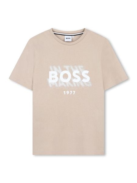 BOSS T-Shirt J52046 S Beżowy Regular Fit. Brązowe t-shirty dla chłopców Boss, bez wzorów, z bawełny, bez ramiączek. Za 229.99 zł.