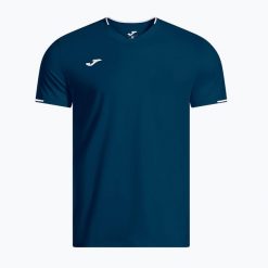 Koszulka tenisowa męska Joma Torneo. Niebieskie koszulki sportowe męskie Joma, m, bez wzorów, z elastanu, bez kołnierzyka, bez ramiączek, tenisowe. Za 129.99 zł.