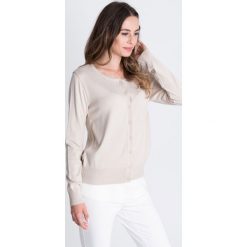 Beżowy sweter zapinany na guziki KLASYKA BIALCON. Brązowe kardigany damskie KLASYKA BIALCON, bez wzorów, biznesowe. Za 159.00 zł.