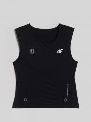 4F Crop top treningowy szybkoschnący damski - czarny XL. Czarne koszulki sportowe damskie 4f, l, bez wzorów, bez kołnierzyka, bez ramiączek, na fitness i siłownię. Za 99.99 zł.