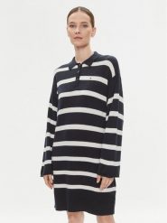 Tommy Hilfiger Sukienka dzianinowa WW0WW39931 Granatowy Relaxed Fit. Niebieskie sukienki damskie Tommy Hilfiger, xxs, bez wzorów, z dzianiny, bez kołnierzyka, bez ramiączek. Za 679.99 zł.