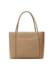 Calvin Klein Torebka Ck Linn Medium Shopper K60K613110 Beżowy. Brązowe torebki shopper damskie Calvin Klein, bez wzorów, ze skóry, bez dodatków. Za 379.99 zł.