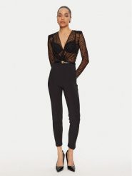 Elisabetta Franchi Kombinezon TU-021-46E2 Czarny Slim Fit. Czarne sukienki damskie Elisabetta Franchi, bez wzorów, z syntetyku, bez kołnierzyka, bez ramiączek. Za 1,449.00 zł.
