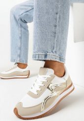 Złote Sneakersy przed Kostkę z Przeszyciami Cidju. Żółte obuwie sportowe damskie Born2be, bez wzorów. Za 89.99 zł.