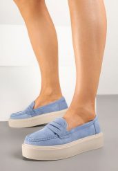 Niebieskie Mokasyny na Platformie ze Skórzaną Wkładką Nuriave. Niebieskie mokasyny damskie Born2be, z jeansu, eleganckie. Za 169.99 zł.