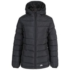 Elegancka Kurtka Damska. Czarne kurtki damskie Trespass, xl, bez wzorów, z materiału, z kapturem. Za 194.99 zł.