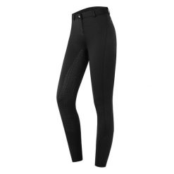 Spodnie jeździeckie full grip dla dziewczynek ELT Essential Silikon. Czarne spodnie materiałowe dla dziewczynek ELT, bez wzorów, do jazdy konnej. Za 271.00 zł.