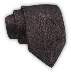 Krawat Alties (7 cm) - Granat w Duży Orientalny Wzór. Niebieskie krawaty i muchy Alties, bez wzorów, z tkaniny, eleganckie. Za 49.00 zł.