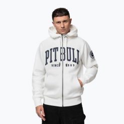 Bluza męska Pitbull Norton Hooded Zip. Białe bluzy sportowe męskie PITBULL, m, bez wzorów, z bawełny, bez kaptura, na fitness i siłownię. Za 239.99 zł.