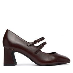 Półbuty Tamaris. Brązowe półbuty damskie Tamaris, bez wzorów, bez obcasa, na obcasie, bez zapięcia. Za 389.99 zł.