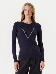 Guess Sweter W5YR23 Z2NQ2 Granatowy Regular Fit. Niebieskie swetry damskie Guess, m, z aplikacjami, z wiskozy, bez kołnierzyka, bez ramiączek, bez kaptura. Za 279.99 zł.