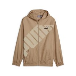 Puma Kurtka Hooded Graphic Windbreaker 62383783. Brązowe kurtki męskie Puma, m, bez wzorów, z materiału, eleganckie, z kapturem. Za 182.99 zł.