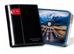 Portfel skórzany Peterson [D] PTN 22310-VT-E czarny. Czarne portfele męskie Peterson, bez wzorów, ze skóry. Za 83.99 zł.