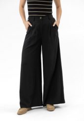 Szerokie spodnie R-MARGA. Czarne spodnie materiałowe damskie Volcano, s, bez wzorów, z lyocellu. Za 149.99 zł.