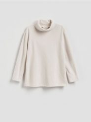 Bluza ze stójką - beżowy. Brązowe bluzy damskie Reserved, l, bez wzorów, z bawełny, bez kaptura. Za 109.99 zł.