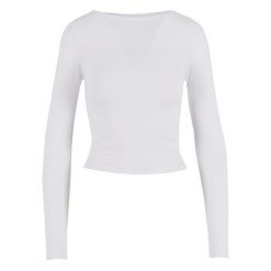 Damska koszulka z długim rękawem Urban Classics Ruffled Super Slim. Białe t-shirty damskie Urban Classics, bez wzorów, eleganckie, bez kołnierzyka. Za 94.50 zł.