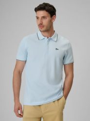 4F Koszulka polo regular męska - niebieska XXL. Niebieskie koszulki polo męskie 4f, m, bez wzorów, z bawełny, klasyczne, bez ramiączek. Za 99.99 zł.