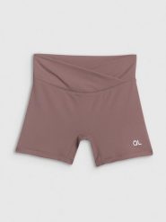 4F Legginsy krótkie treningowe damskie 4F x Anna Lewandowska - beżowe S. Brązowe legginsy damskie 4f, l, bez wzorów, z materiału, z podwyższonym stanem, krótkie, do biegania. Za 99.99 zł.