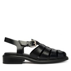 Sandały Vagabond Shoemakers. Czarne sandały damskie Vagabond Shoemakers, bez wzorów, bez obcasa, na słupku, bez zapięcia. Za 629.99 zł.