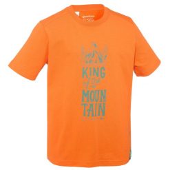 Koszulka turystyczna Hike 500 dla dzieci. Brązowe t-shirty dla chłopców QUECHUA, bez wzorów, z bawełny, bez ramiączek. Za 29.99 zł.