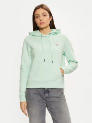 Guess Jeans Bluza W4YQ04 KC811 Zielony Regular Fit. Zielone bluzy damskie Guess Jeans, xs, z aplikacjami, z bawełny, bez kaptura. Za 309.99 zł.