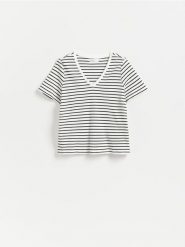 Bawełniany t-shirt - wielobarwny. T-shirty damskie Reserved, l, bez wzorów, z bawełny, bez kołnierzyka. Za 59.99 zł.