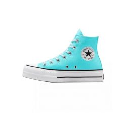 Buty Kobieta Converse Ctas Lift Hi Triple Cyan niebieski. Niebieskie trampki i tenisówki damskie Converse, bez wzorów, eleganckie, bez zapięcia. Za 397.45 zł.