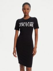 Versace Jeans Couture Sukienka codzienna 79HAOE05 CJ02E Czarny Slim Fit. Czarne sukienki damskie Versace Jeans Couture, na co dzień, xs, bez wzorów, z bawełny, bez kołnierzyka, bez ramiączek, proste. Za 429.99 zł.