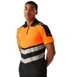 Koszulka Polo Męska HiVis. Czarne koszulki polo męskie Regatta, m, bez wzorów, z materiału, klasyczne, bez ramiączek. Za 147.99 zł.