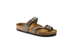 Klapki Birkenstock Mayari Damskie. Szare klapki damskie Birkenstock, bez wzorów, z materiału, bez obcasa. Za 697.00 zł.