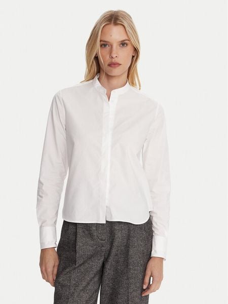 BOSS Koszula Bertyna 50543684 Biały Regular Fit. Białe bluzki damskie Boss, bez wzorów, z bawełny, bez kołnierzyka, bez ramiączek. Za 449.99 zł.