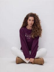 Bluza z haftem - fioletowy. Fioletowe bluzy damskie Reserved, l, bez wzorów, z bawełny, bez kaptura. Za 119.99 zł.