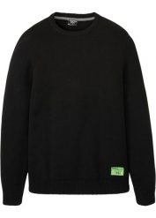 Cienki sweter z bawełny z recyklingu. Szare swetry przez głowę męskie bonprix, l, z aplikacjami, z bawełny, bez kołnierzyka. Za 97.99 zł.