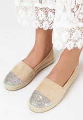 Beżowe Espadryle Nysalenia. Brązowe espadryle damskie Born2be, bez wzorów, z okrągłym noskiem, bez obcasa, bez zapięcia. Za 79.99 zł.