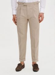 PAKO LORENTE - Spodnie męskie w prążek z lnem. Spodnie materiałowe męskie Pako Lorente, m, bez wzorów, z bawełny, casualowe. Za 249.99 zł.