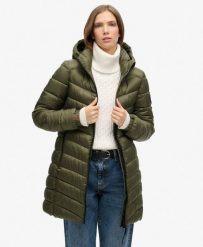 Kurtka pikowana z kapturem Fuji od SUPERDRY. Zielone kurtki damskie Superdry., m, bez wzorów, z kapturem. Za 517.70 zł.