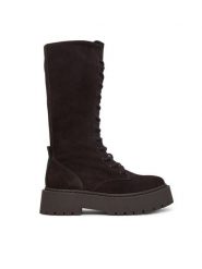 Steve Madden Trzewiki Vroom 11001204 Brązowy ciemny. Brązowe botki damskie Steve Madden, ze skóry, bez obcasa, na płaskiej podeszwie, bez zapięcia. Za 769.99 zł.