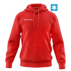 Bluza męska/uniwersalna 3082 z kapturem, polarowa, zamek, kieszeń kangurka. Czerwone bluzy męskie Givova, m, bez wzorów, z bawełny, z kapturem, na fitness i siłownię. Za 106.48 zł.