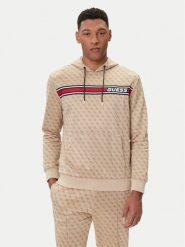 Guess Bluza Z4BQ30 K7122 Beżowy Regular Fit. Brązowe bluzy męskie Guess, m, z aplikacjami, z bawełny, bez kaptura. Za 389.99 zł.