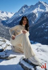 Beżowy Komplet Dzianinowy Spodnie o Szerokim Kroju i Sweter Półgolf Datusa. Brązowe swetry damskie Renee, m, bez wzorów, z dzianiny, eleganckie, bez kołnierzyka, bez ramiączek, bez kaptura. Za 139.99 zł.