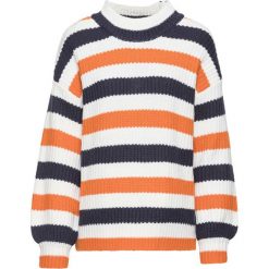 Sweter dzianinowy bonprix wielbłądzia wełna - biel wełny - niebieski w paski. Swetry damskie bonprix. Za 49.99 zł.
