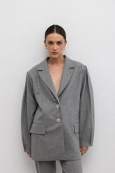 Wełniana marynarka w kolorze SZARYM - CADIZ-M/L. Szare żakiety damskie Marsala, l, bez wzorów, z acetatu, eleganckie. W wyprzedaży za 479.96 zł.